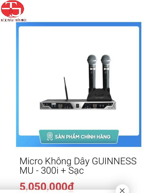 Micro karaoke không dây guinness mu-300i + sạc - bảo hành chính hãng 12 tháng - công ty thiên phúc