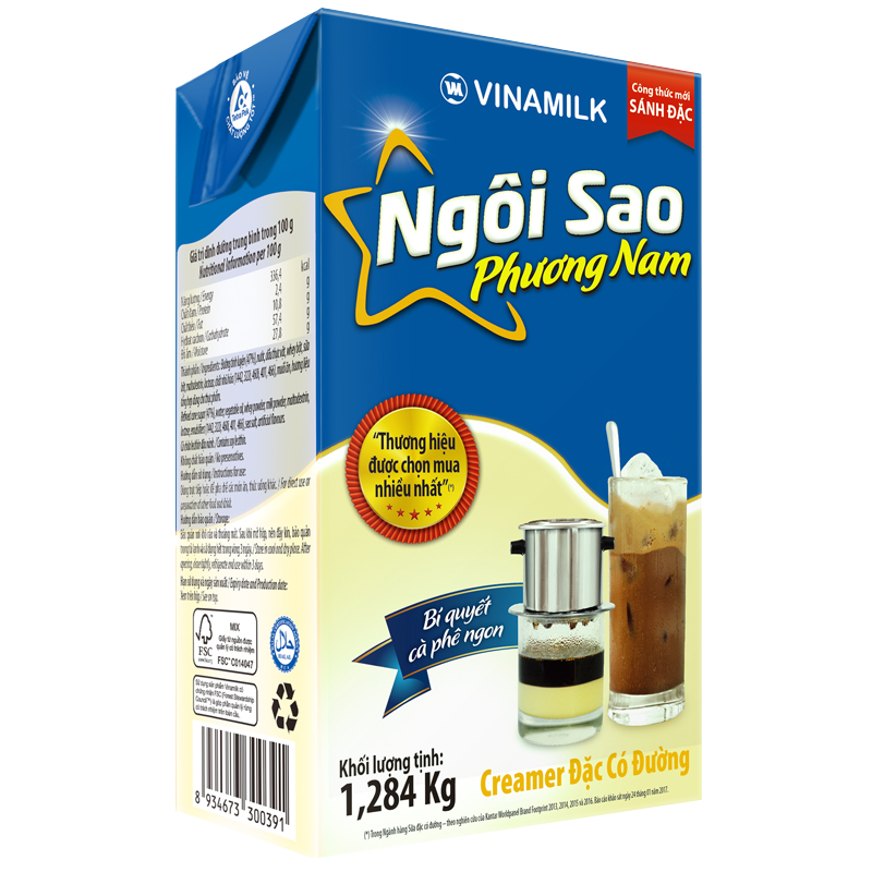 Sữa đặc có đường ngôi sao phương nam xanh biển hộp giấy 1284g - combo 2 hộp - bat muoi