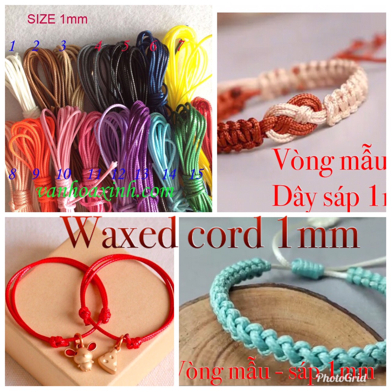 🍀 (hướng dẫn đan) dây sáp waxed cord 1mm cói Hàn Quốc (3m/ đoạn)