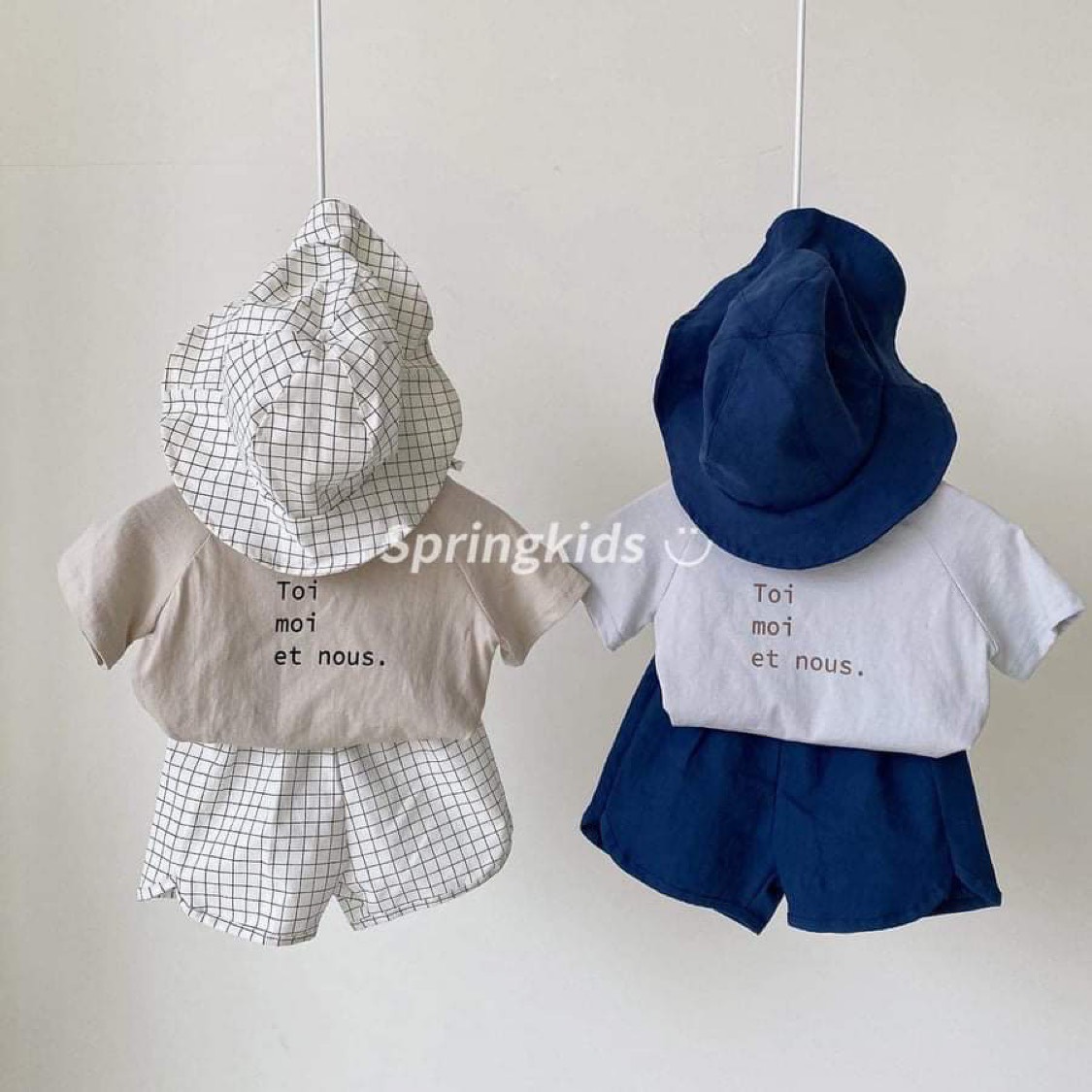 Đồ bộ ngắn tay kèm nón cho bé