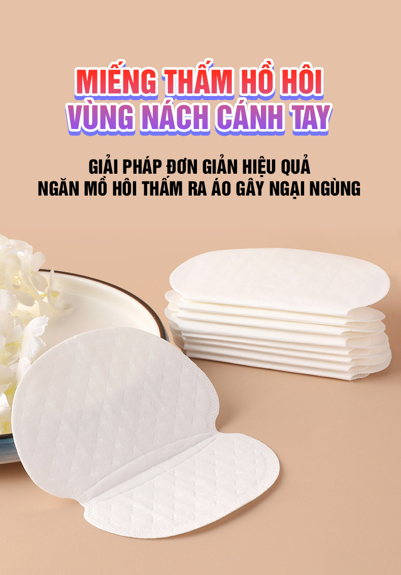 Miếng Hút Mồ Hôi - 5 Gói 50 Miếng Dán Thấm Hút Mồ Hôi Nách Siêu Mỏng - 100style
