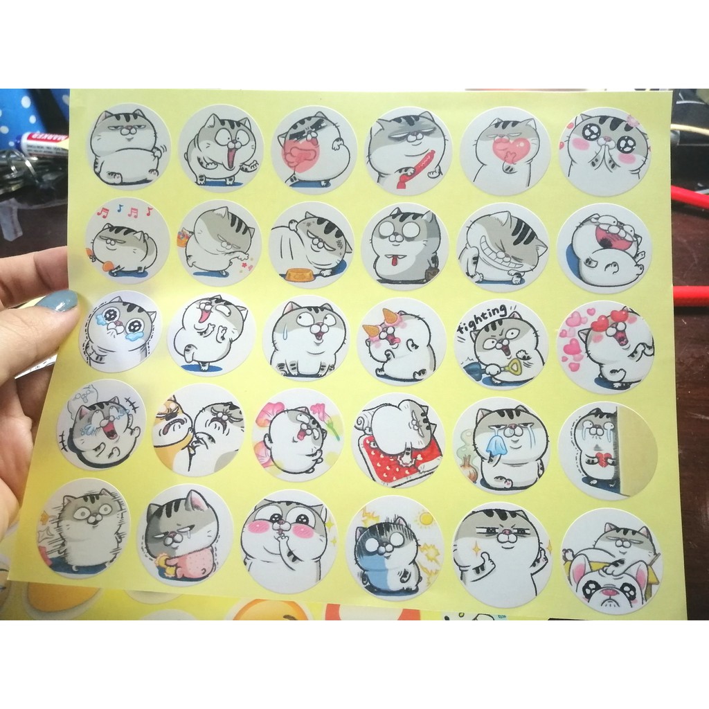 30 miếng dán stickers hình MÈO AMI BỤNG BỰ