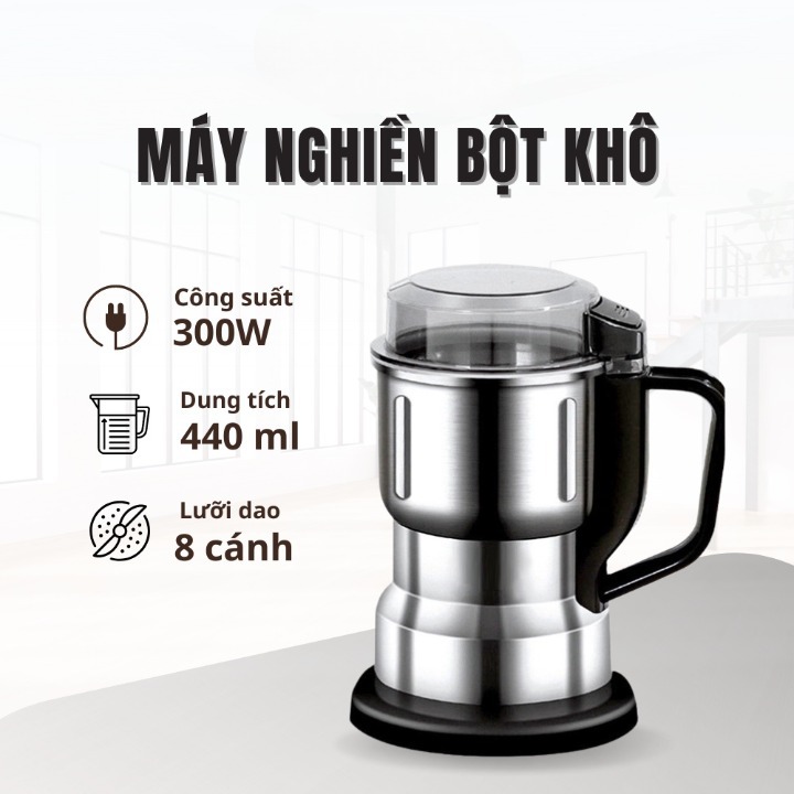 Máy Xay Hạt Khô Ngũ Cốc, Máy Say Gia VỊ Công Suất 300w Với 6 Lưỡi Dao Sắc Bén,Nghiền Mịn Các Loại Hạt Tiện Dụng Trong Gia Đình,Máy Nghiền Bột,Máy Xay Gia Vị,Máy Xay Bột Ngũ Cốc,Máy Xay Cà Phê,Máy Xay Mini Mega Big 5.0