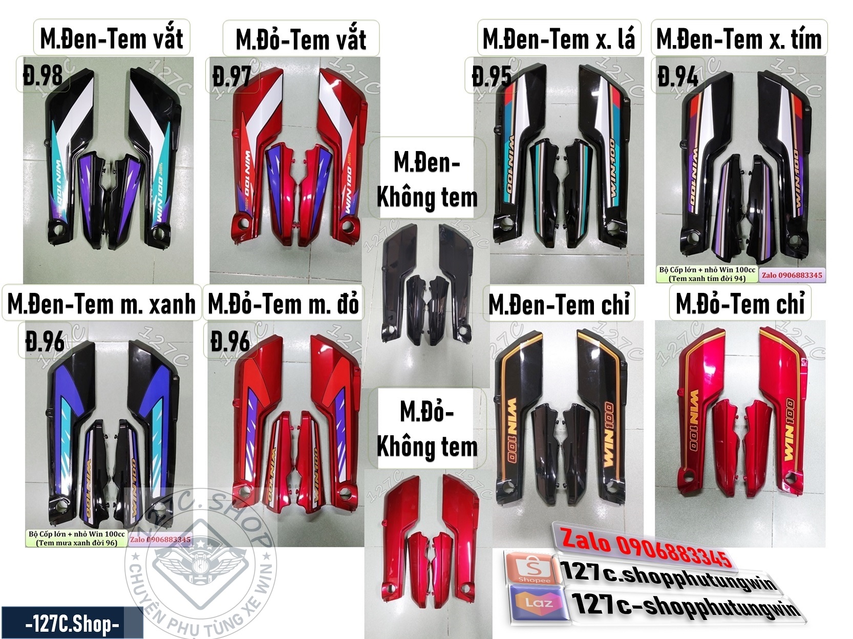 [HCM] Bộ cốp lớn + nhỏ Win 100cc (Đỏ hoặc Đen)