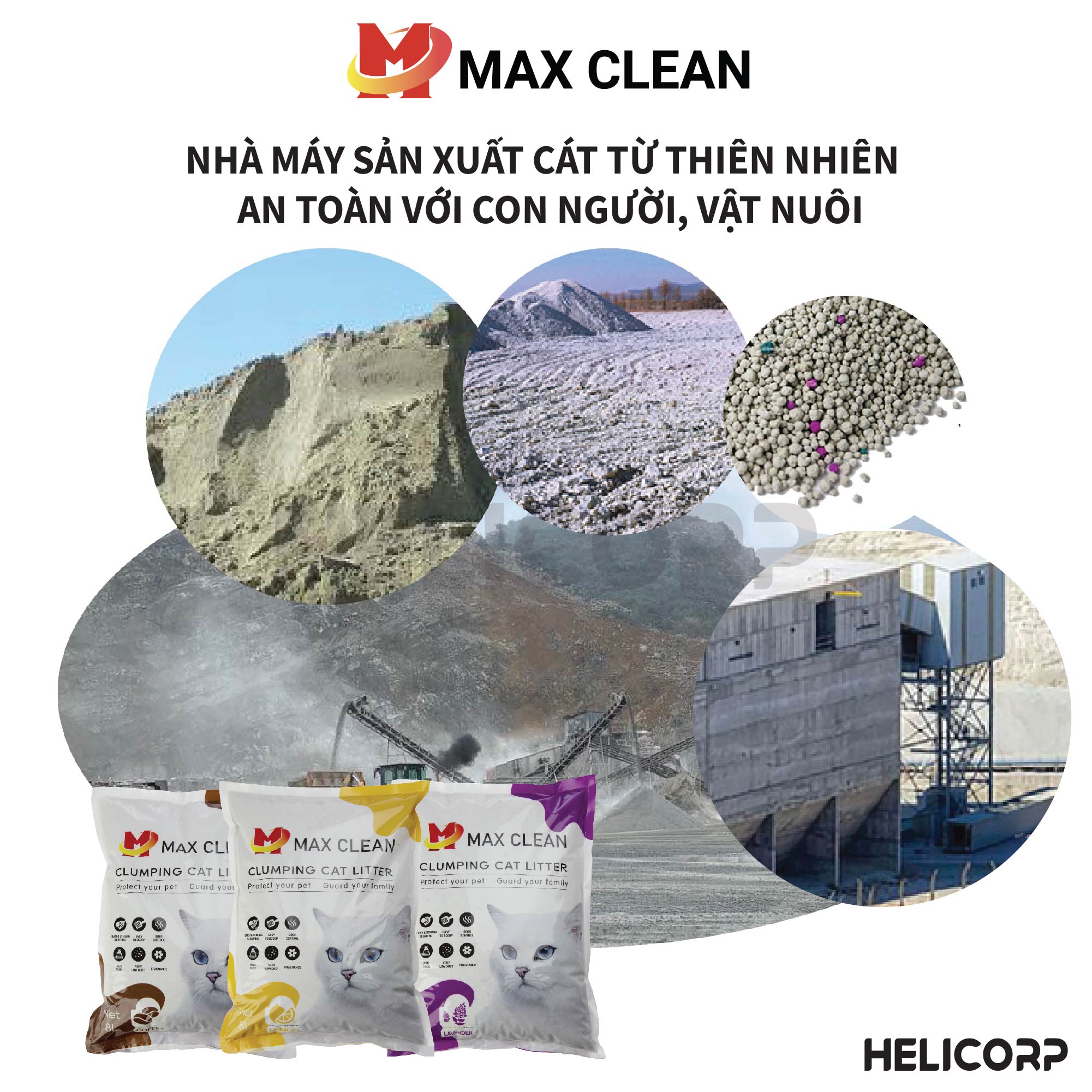 [1 tải 6 bịch=24Kg] Cát Mèo Cát Vệ Sinh Cho Mèo Max Clean