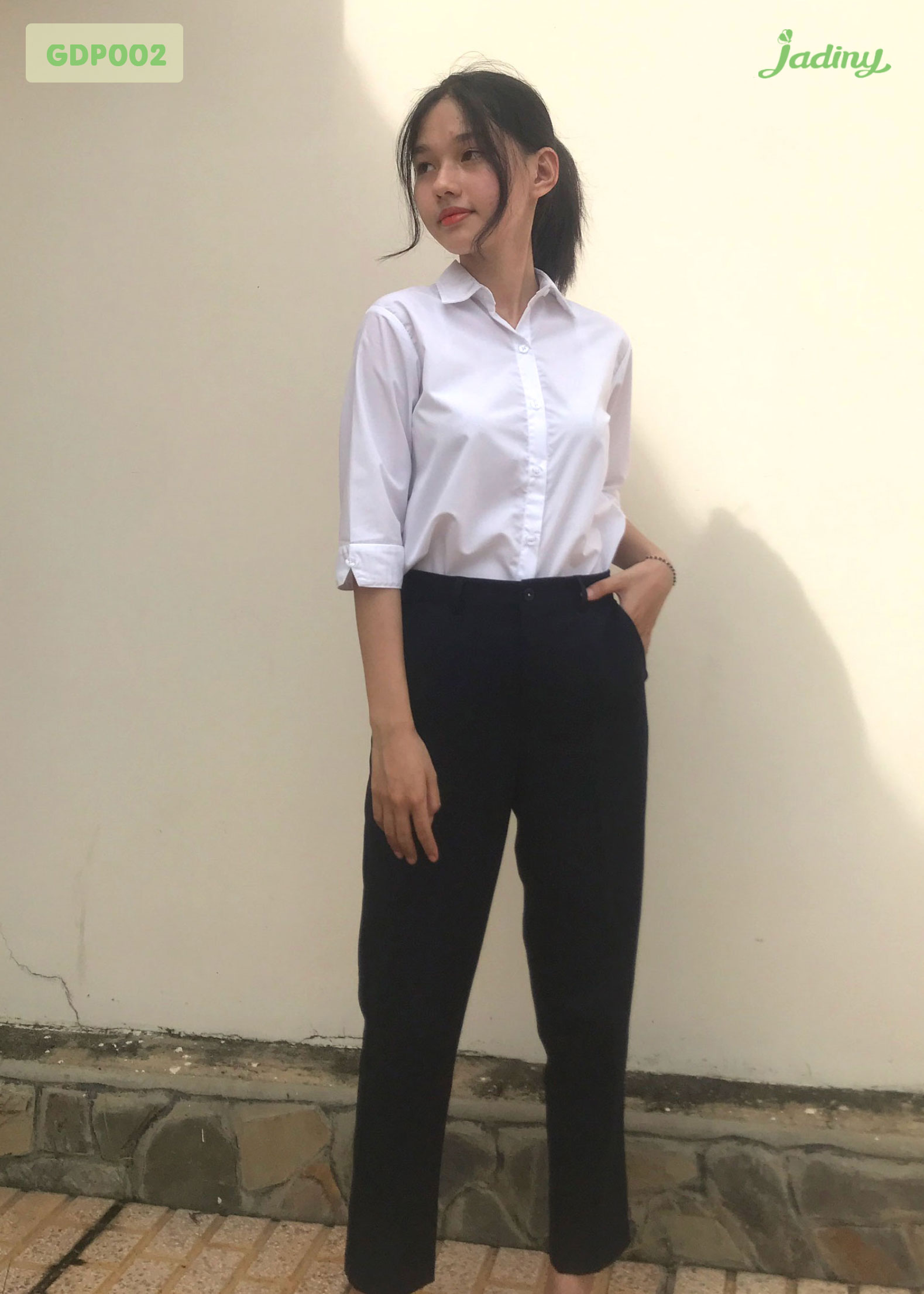 Áo sơ mi học nữ tay lỡ GDP002