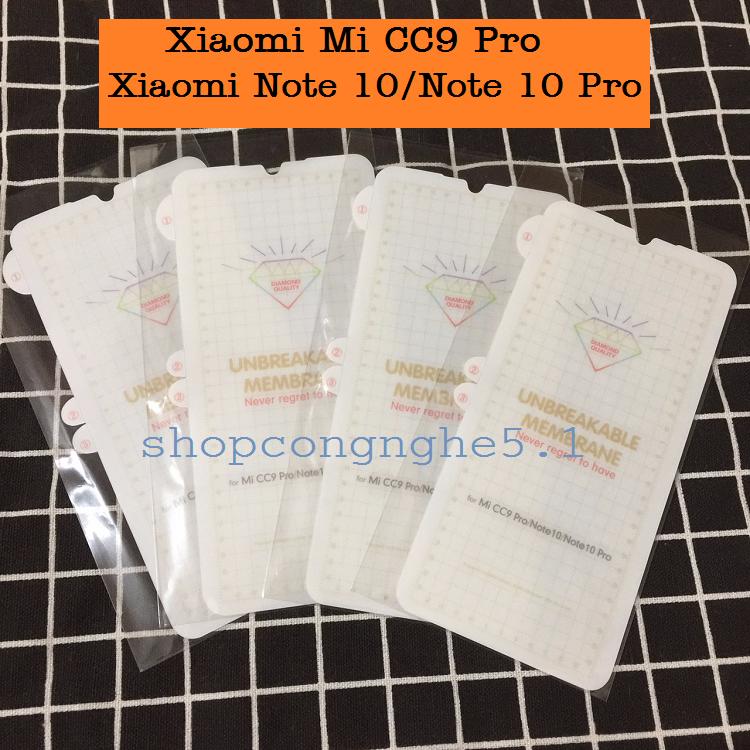 Miếng dán ppf mặt trước dành cho xiaomi cc9 pro / mi note 10 / mi note 10 pro full màn hình