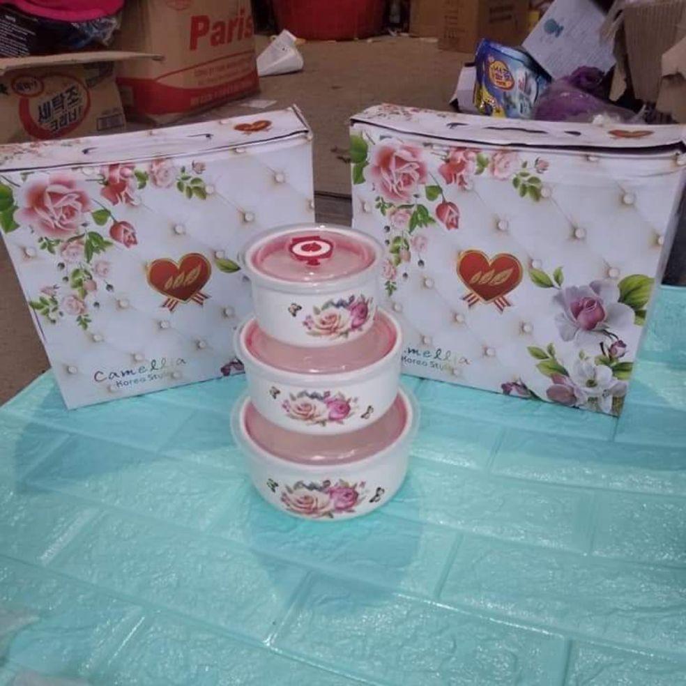 Bộ 3 bát sứ hút chân không