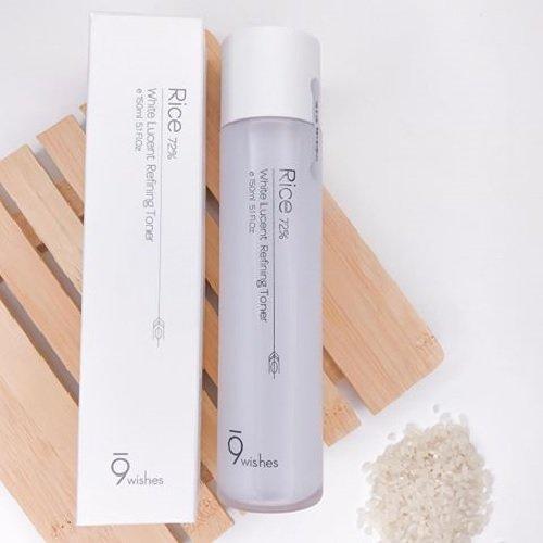 Nước Hoa Hồng 9Wishes Rice 72% White Lucentrefining Toner 150ml