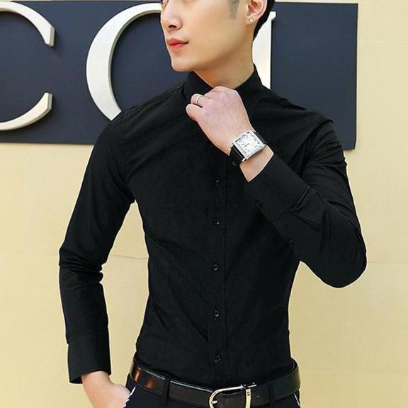 [HCM]Áo Sơ Mi Nam Navi Body Vải Mịn Co Dãn Đủ Màu