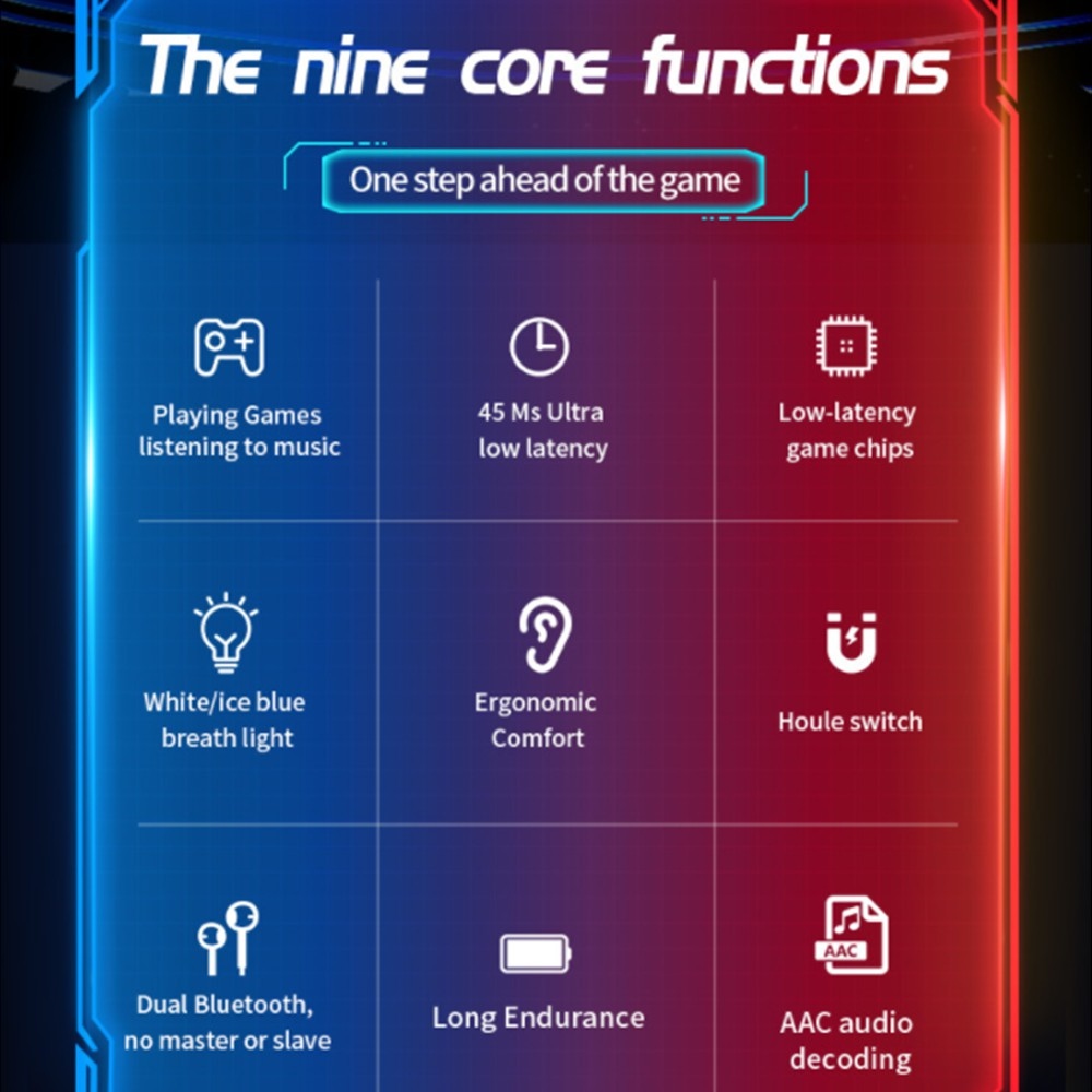 Tai nghe bluetooth game thủ MC bluetooth 5.0 delay cực thấp 45ms tai nghe bluetooth gaming