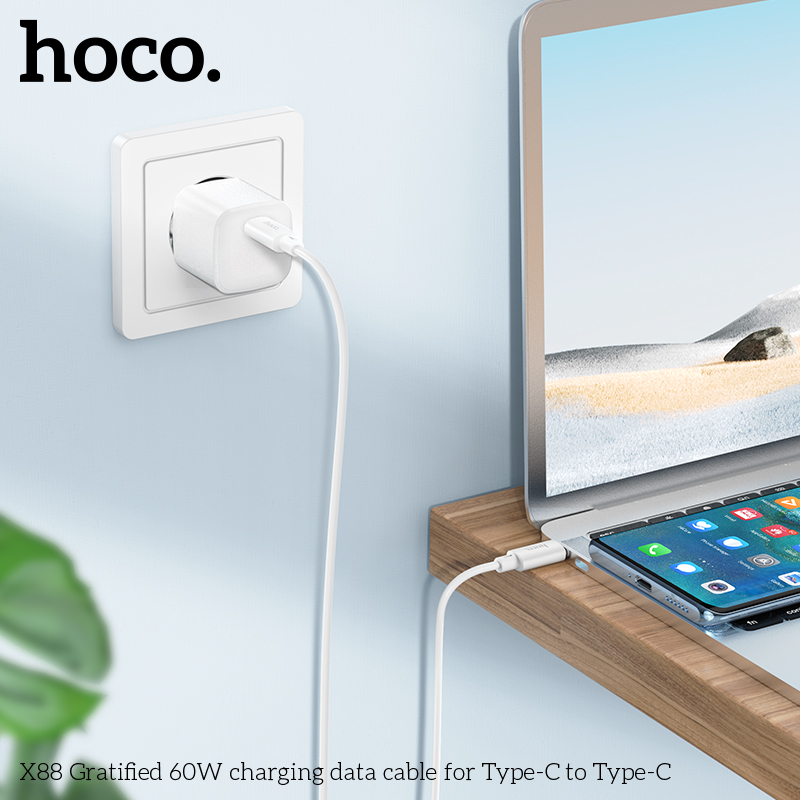 Cáp sạc dây dù Hoco X88 TypeC to TypeC 60W / TypeC to Lightning 20W dài 1M (Màu Random) - Nhất Tín Computer