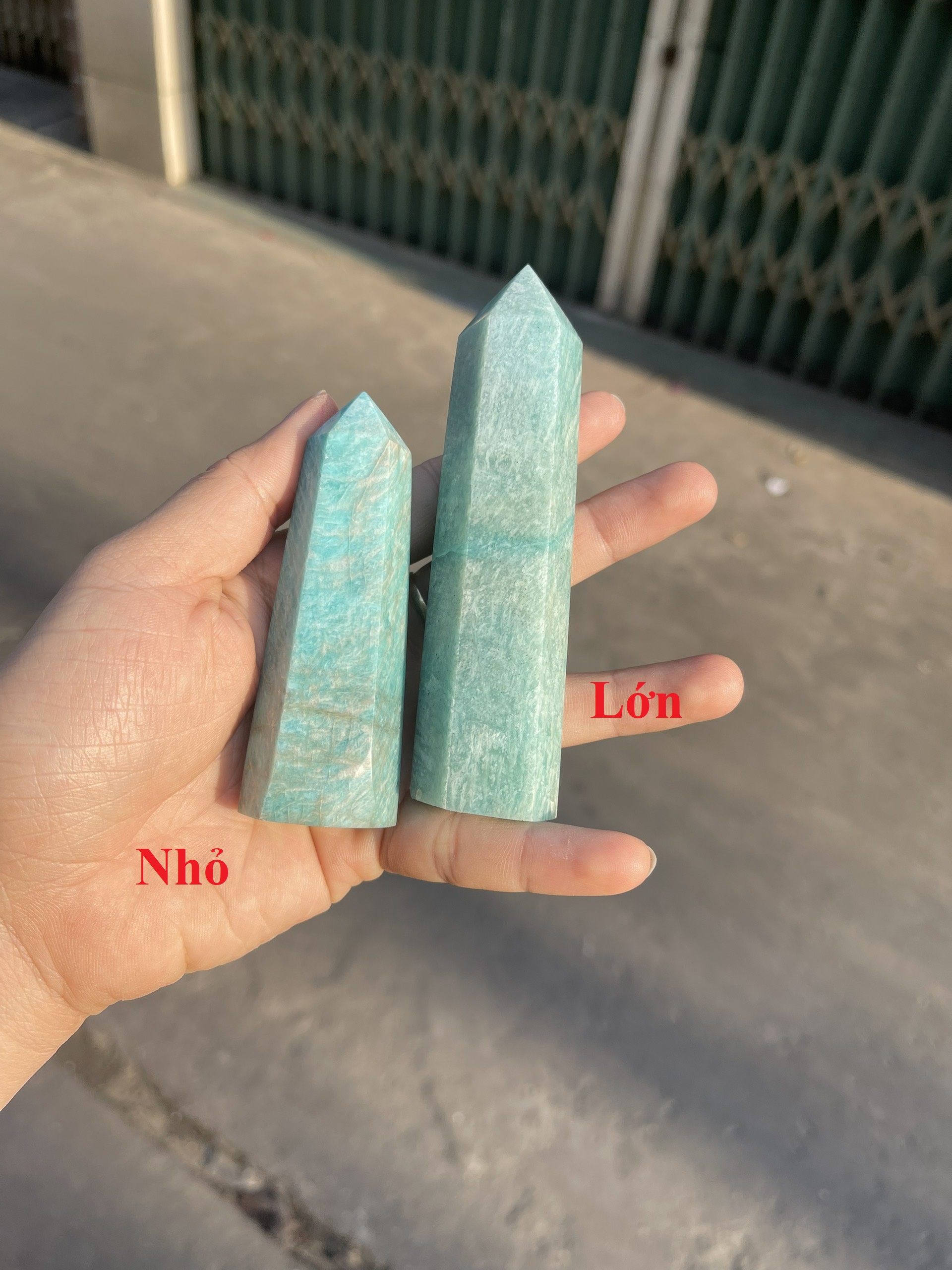 Amazonite Point – Trụ đá Amazonite (đá Thiên Hà) | Trụ đá thanh tẩy, tarot, sưu tầm | CADA DECOR