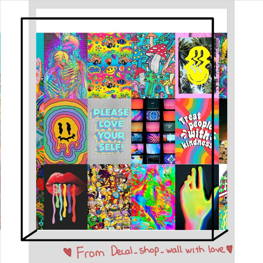 [HCM][FREESHIP EXTRA] Wall Collage dán tường trang trí decor phòng ngủ - theme Psychedelic indie