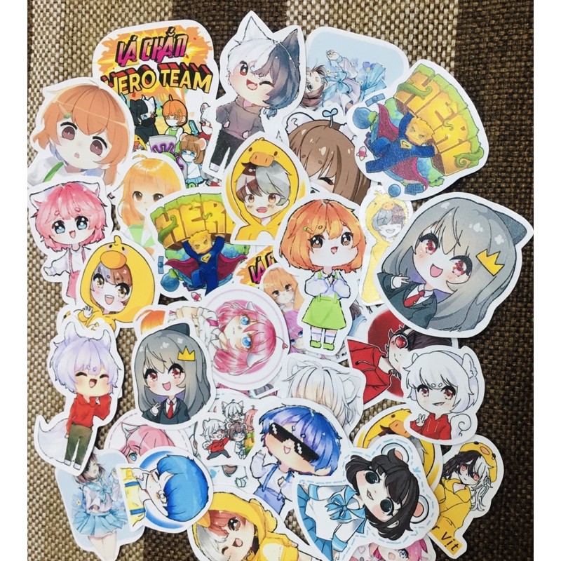 set 30-50 sticker hero team ép lụa cắt laze có đề can bóc dán