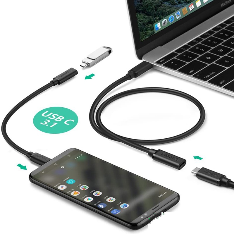 Cáp nối dài USB Type C 3.1 dài 0.5M Ugreen 40574 (Màu đen) Chính Hãng
