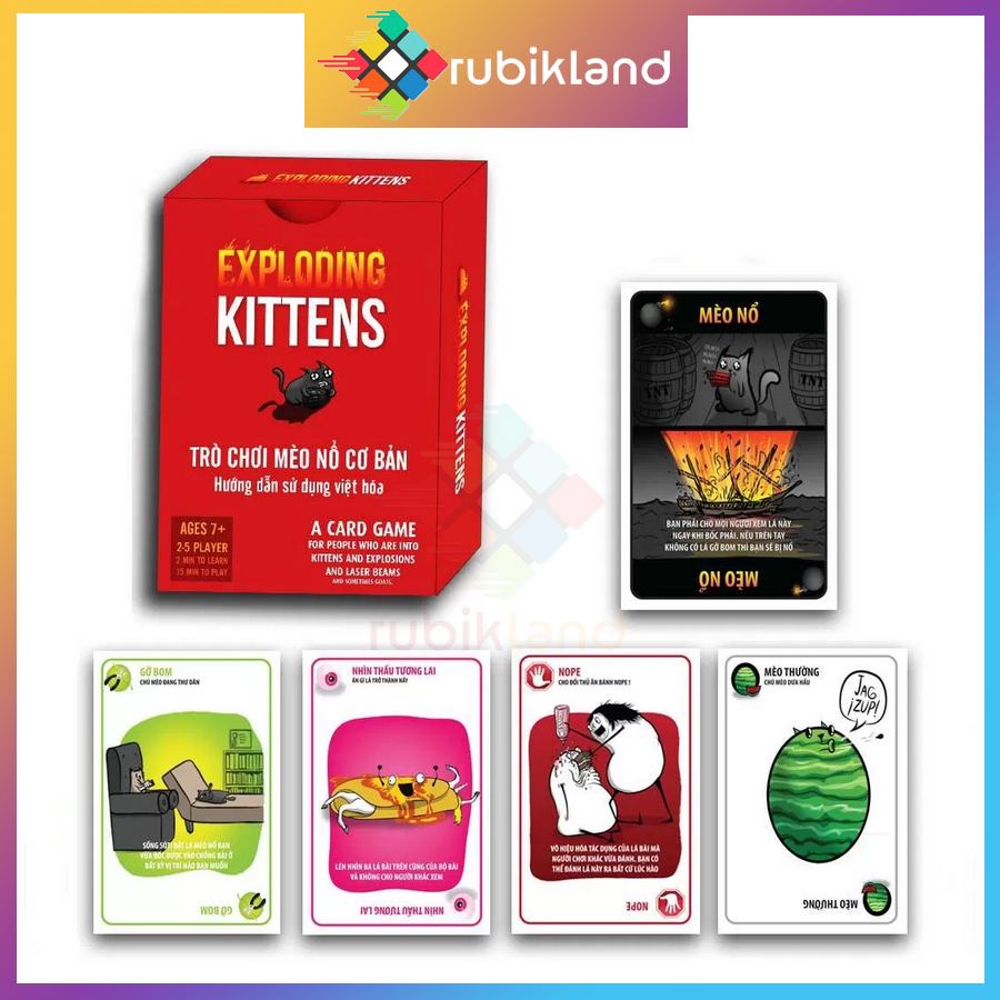 [Tiện Lợi] Bài Mèo Nổ Việt Hóa Exploding Kittens Board Game 56 Lá Chất Giấy Dày Chống Nước