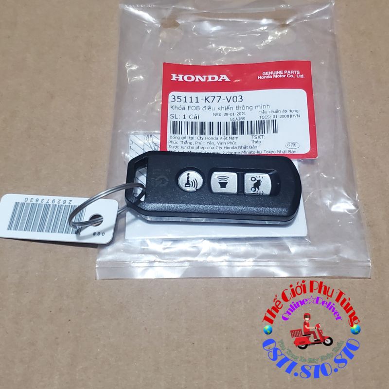 Remote k77 - fob chìa khóa smartkey sh việt 2017-2019, sh mode 2017-2019 zin mới