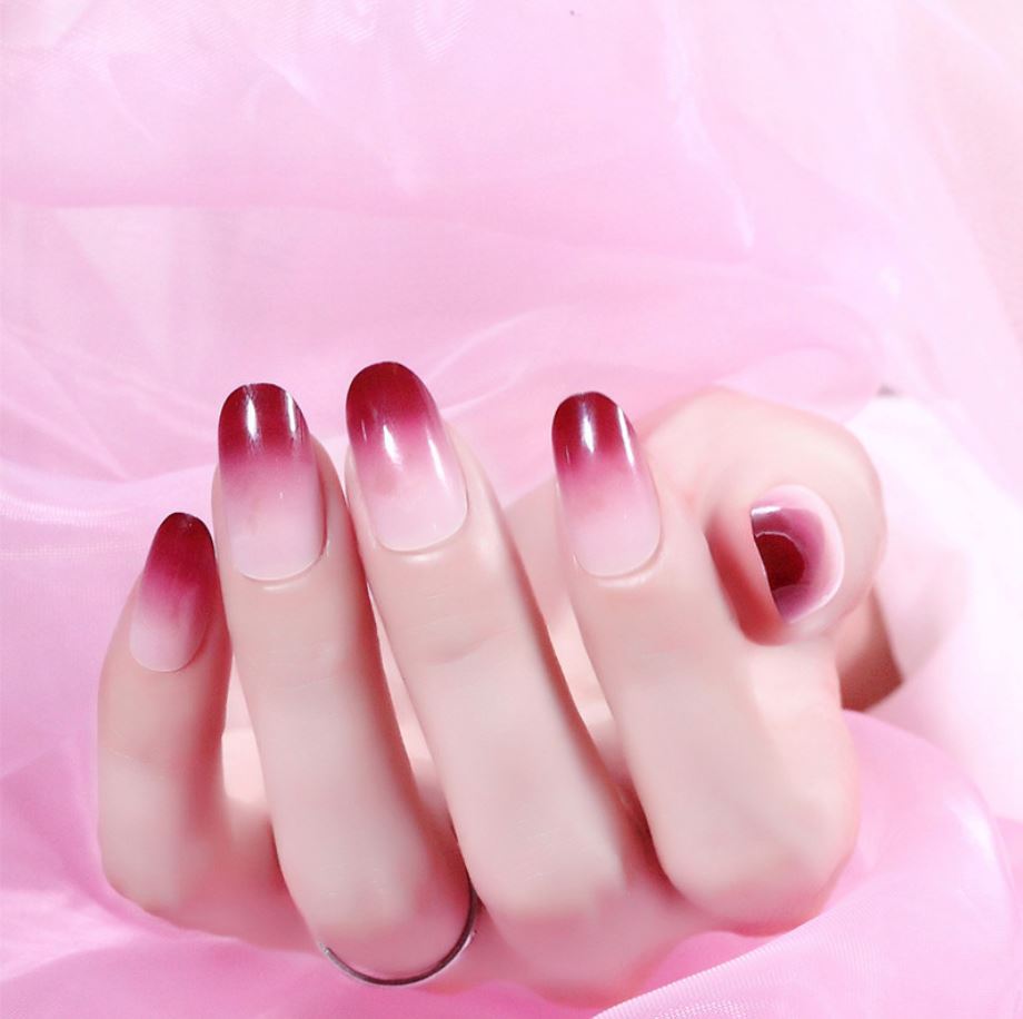 Bộ 24 móng tay giả ombre tím nho (kèm keo)