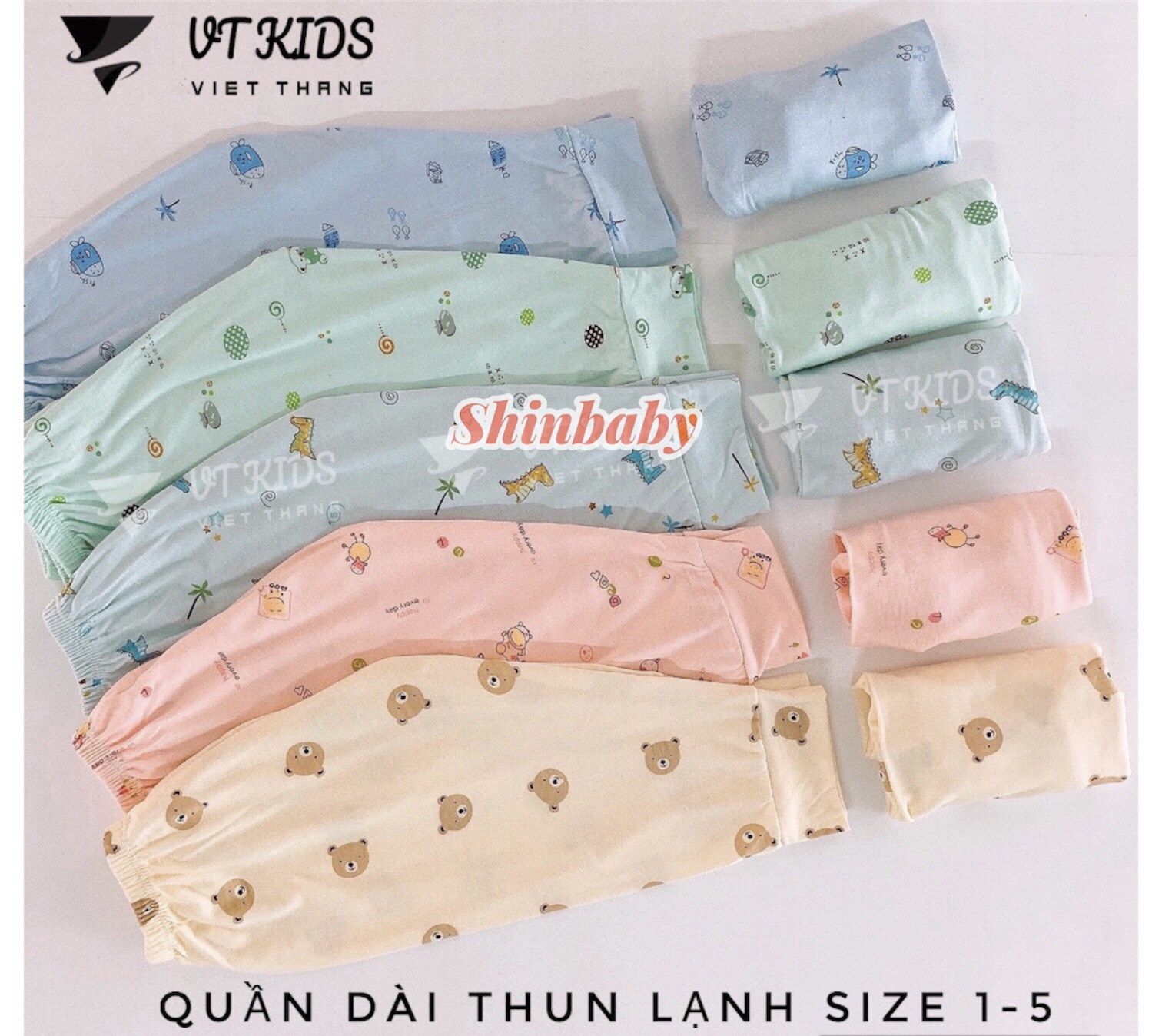 Set 10 quần dài thun lạnh mềm mát nhiều hình siêu xinh cho bé