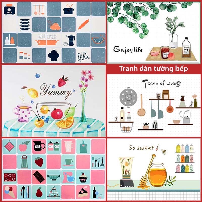 Giấy dán tường trang trí bếp, miếng dán bếp chống bắn dầu mỡ, chịu nhiệt cao