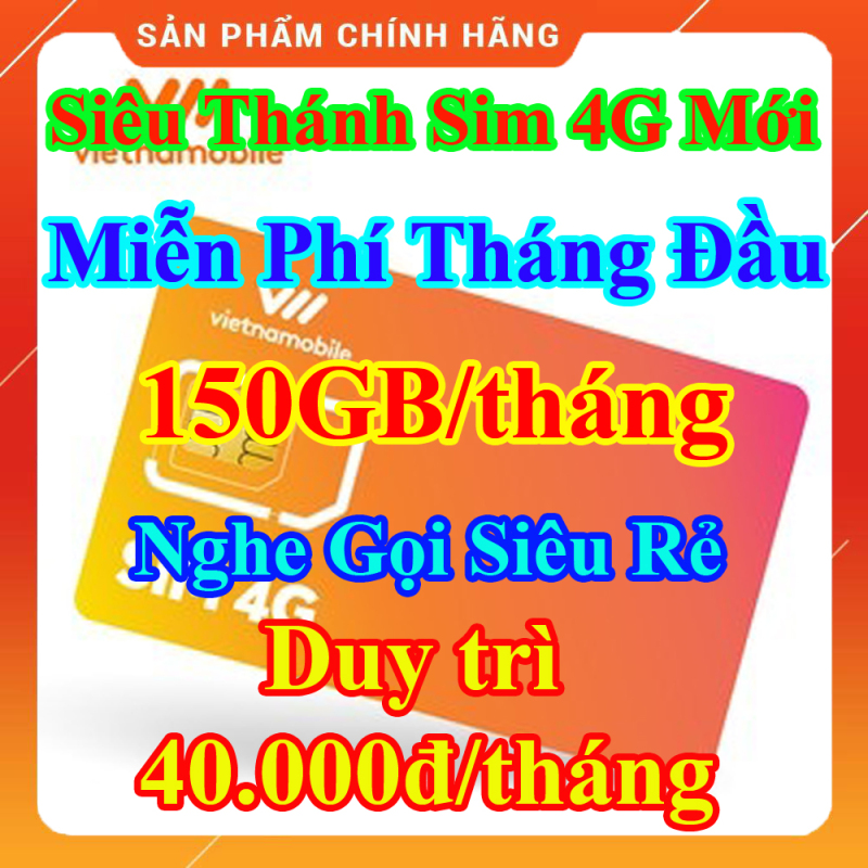 Siêu Thánh Sim 4G Mới Vietnamobile - Miễn phí 150GB/Tháng - Miễn Phí Tháng Đầu - Phí Gia Hạn 40.000đ/tháng - Shop Lotus Sim Giá Rẻ