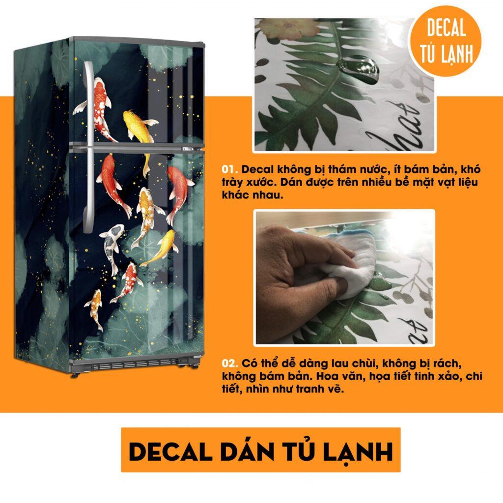 Decal dán tủ lạnh - máy giặt -  dán kính - dán tường ( TRANH CÁ TÀI LỘC PHONG THỦY )
