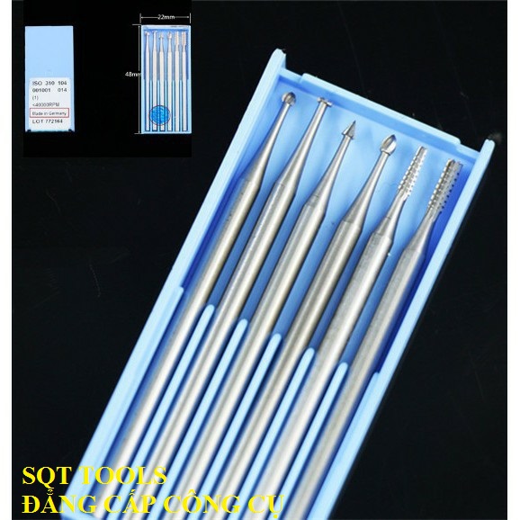 Bộ 6 mũi lũa gỗ điêu khắc, chạm trỗ mài khắc hợp kim chân 2.35mm dùng cho máy khoan mài mini