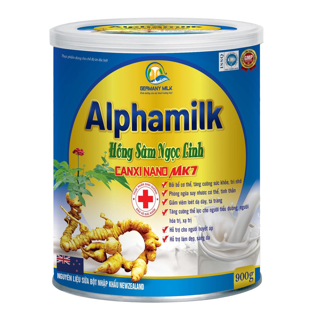 Hộp 900g- Sữa Bột Alphamilk Hồng Sâm Ngọc Linh Canxi Nano Mk7