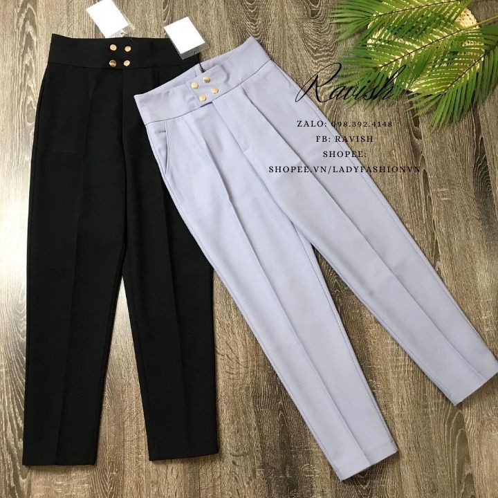 Quần baggy nữ 4 cúc bấm