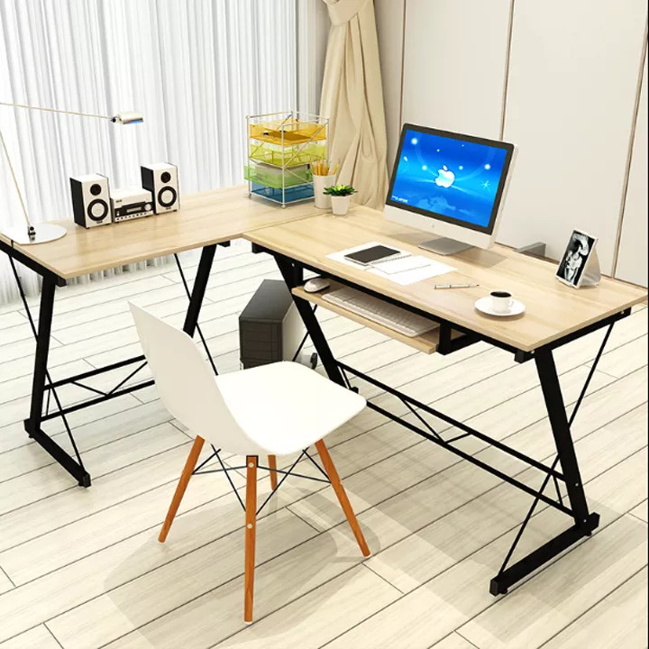 [Decor phòng ngủ] Bàn góc chữ L chân chéo SC - Bàn làm việc chữ L - Bàn đặt góc tường tiết kiệm diện tích, bàn sắt chắc chắn phù hợp làm việc văn phòng