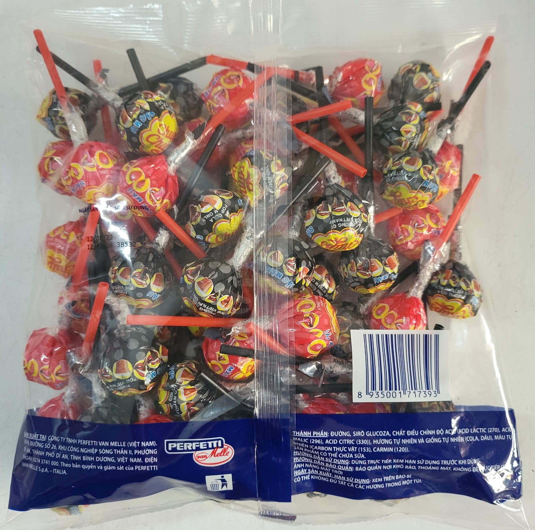 [Túi 58 que] KẸO MÚT SẮC MÀU (HƯƠNG DÂU, COLA) [VN] CHUPA CHUPS Mixed Lollipops