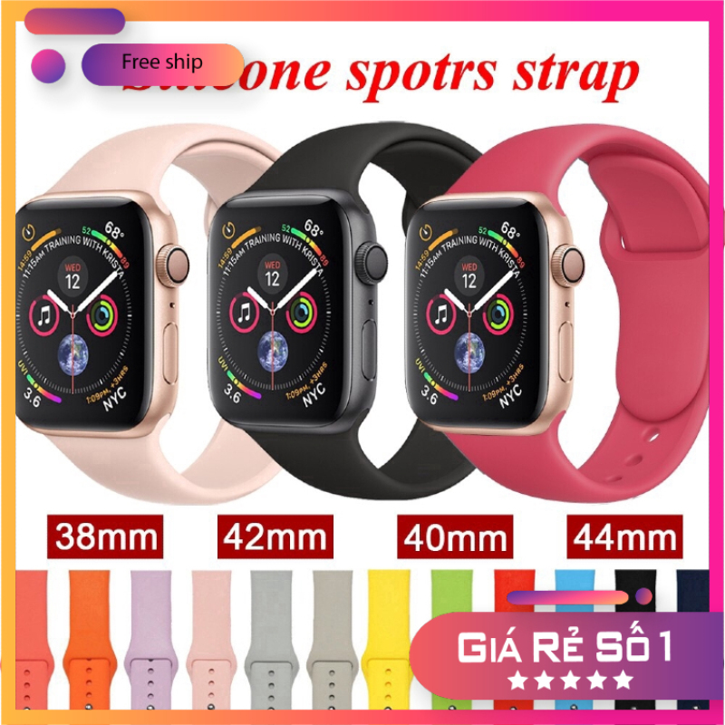 [Sport Band] Dây silicone cho Apple Watch Series 1/2/3/4/5/6/ đồng hồ T500, W6, W26, W46, HW12, W66, Fly4... Size 38/40/42/44 - Chất liệu cao su dẻo