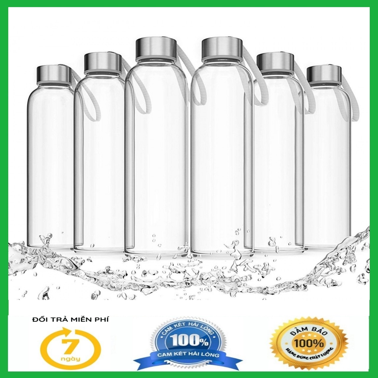 Combo 6 Bình chai thủy tinh 500ml có quai xách