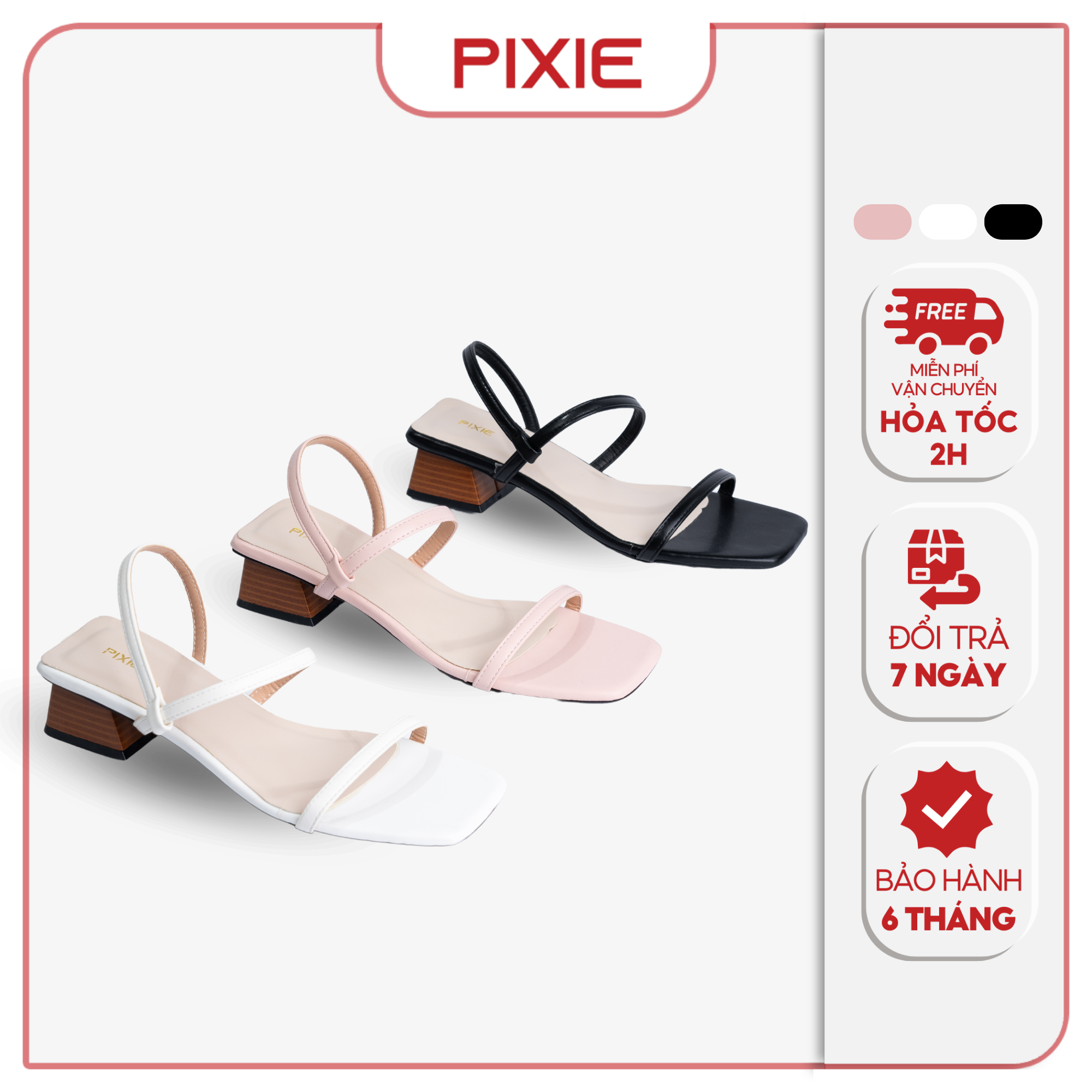 Giày Sandal Cao Gót 3cm Quai Mảnh Pixie H290