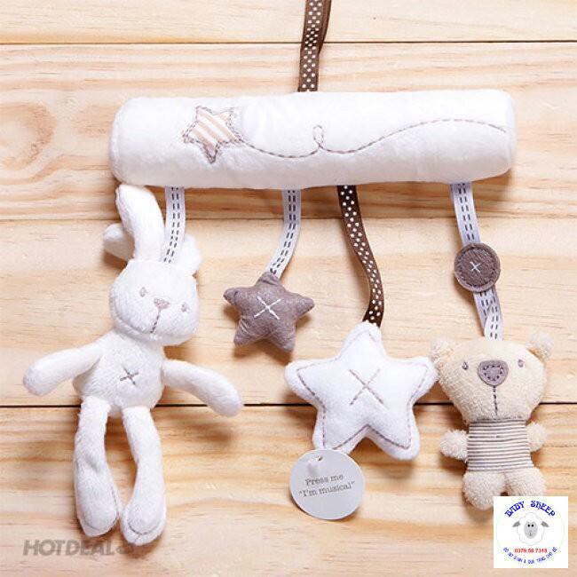 Thú bông treo nôi cũi cho bé kích thích thị giác Papa-Mama Hàng nhập khẩu Đồ chơi treo cũi , nôi cho bé -