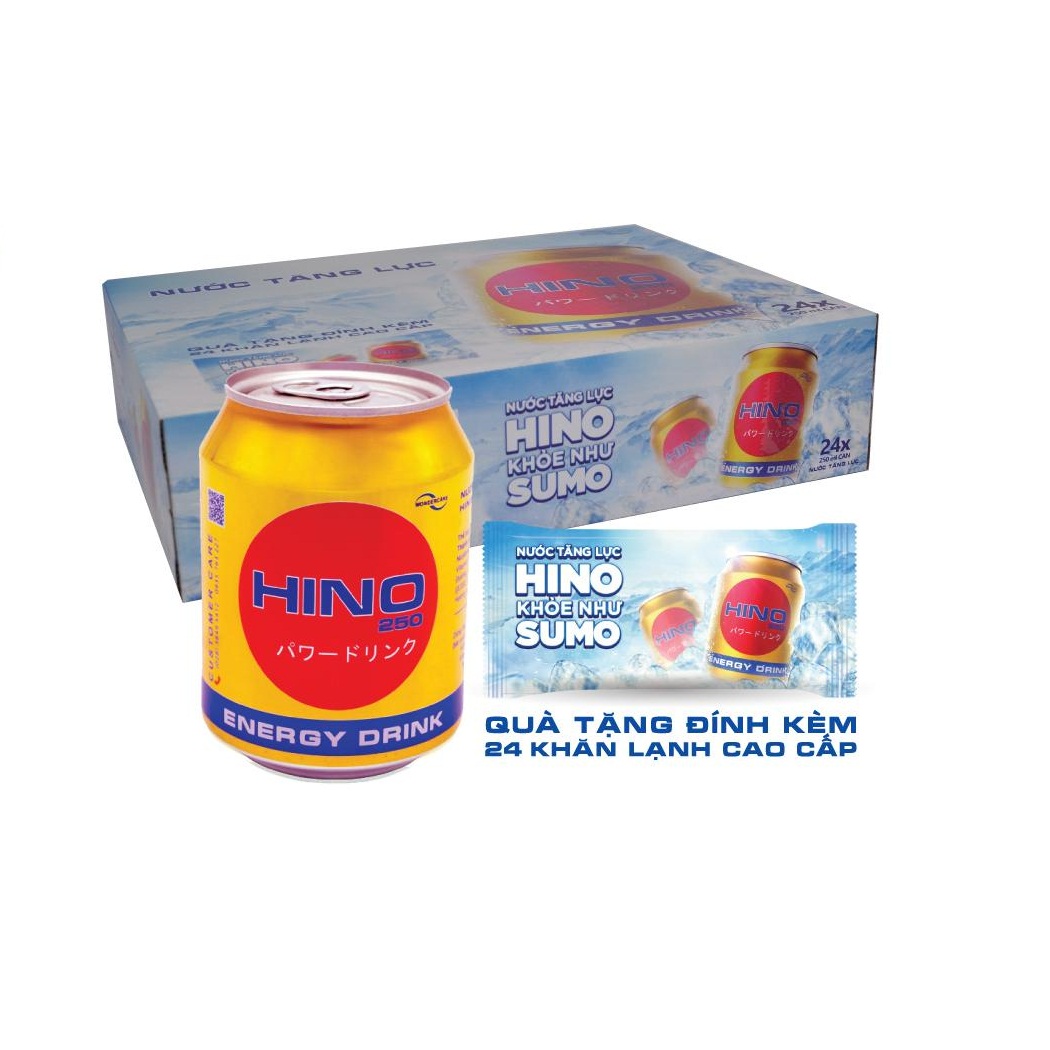 [ Quà tết] Thùng 24 lon nước tăng lực HINO 250ml (24x 250ml )