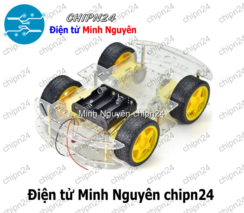 [1 cái] Khung xe Robot 4 bánh 2 tầng - HH001959