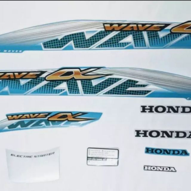Bộ tem xe Wave alpha màu xanh đời 2012 xịn 3 lớp