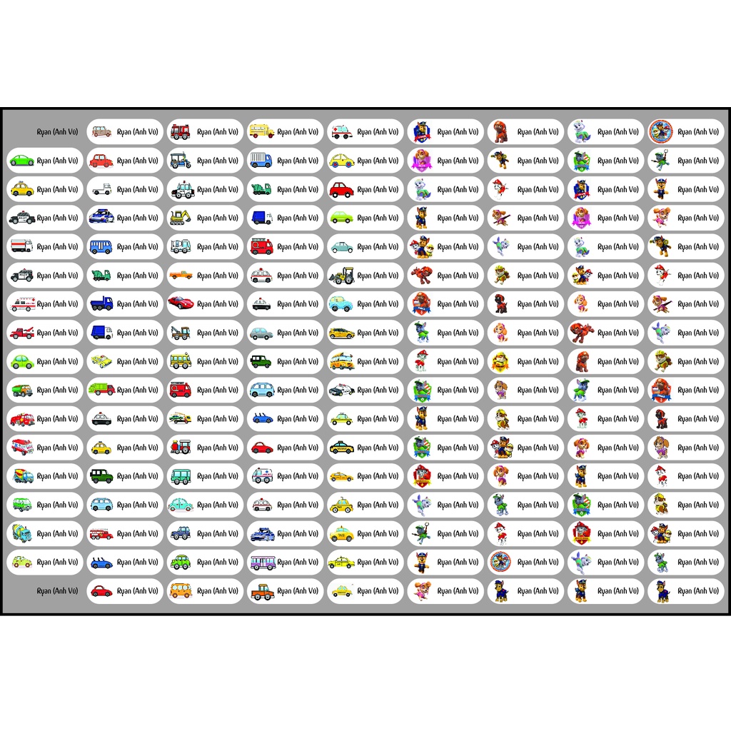 150 STICKER NGỘ NGHĨNH CHO BÉ YÊU, STICKER TÊN BÉ