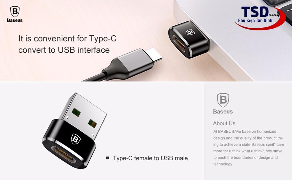 Đầu Chuyển USB Sang Type-C Tốc Độ Cao Baseus ( Max 5A )