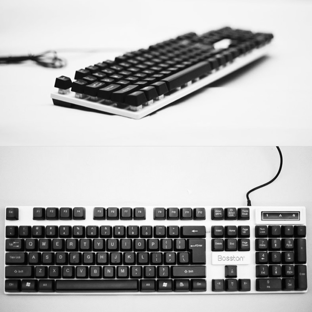 Bàn phím game Bosston K310/G808 LED 7 màu (Đen-Trắng)
