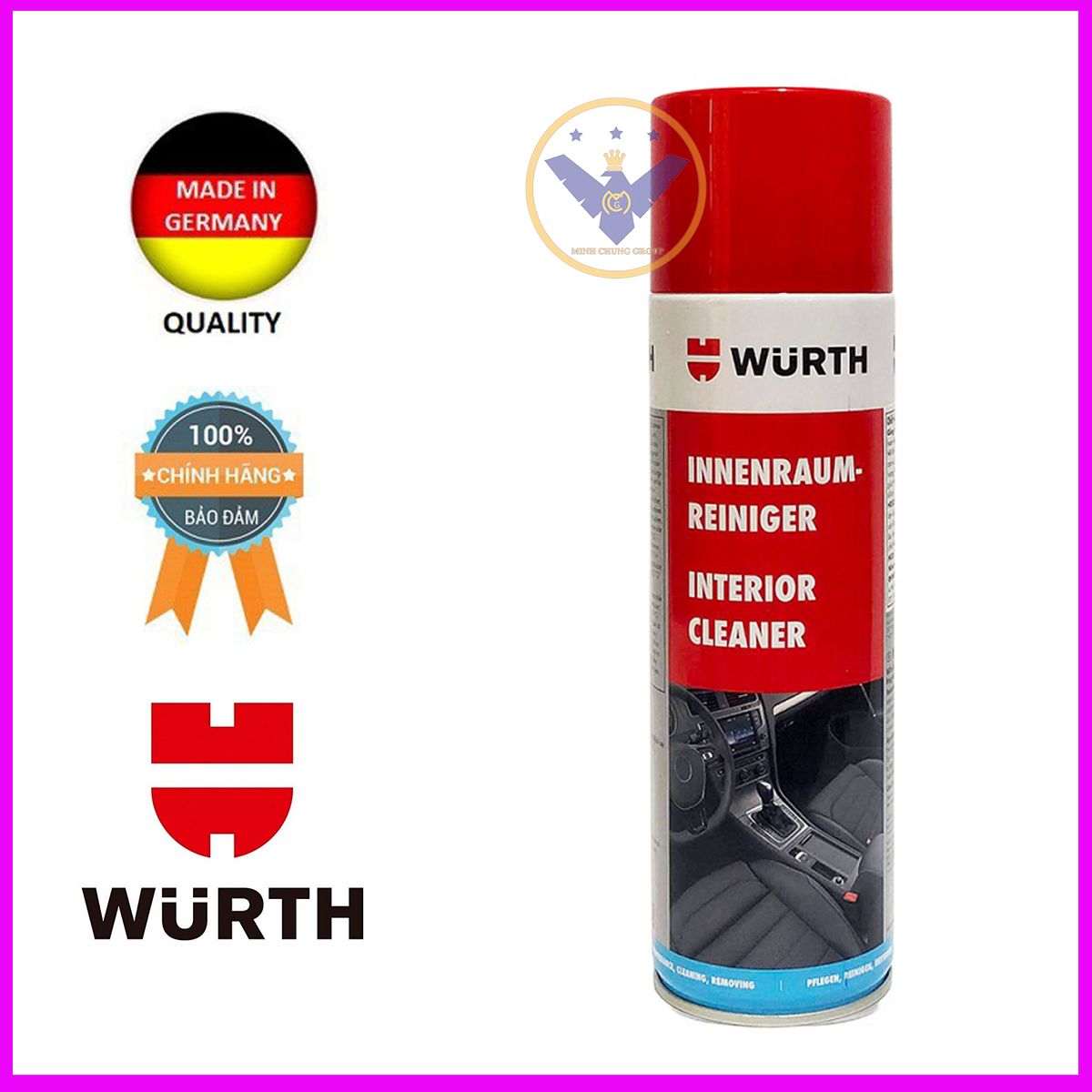 Chai vệ sinh nội thất ô tô Wurth Interior Cleaner dạng bọt hoạt tính - 500ml