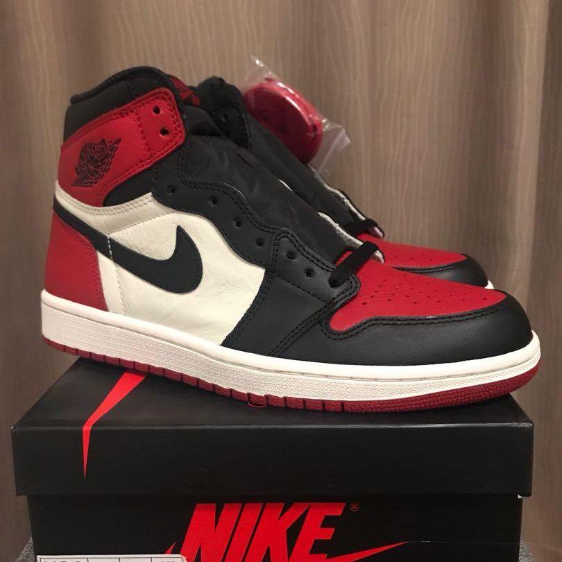 Giày Sneaker J0rdan 1 High Retro bred toe ( JD1 đỏ đen)