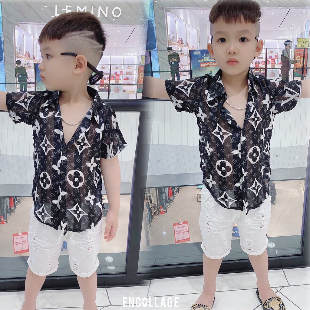 182 MÀU Áo sơ mi lụa ngắn tay cực chất cho bé trai - SMNT