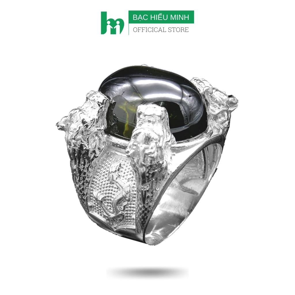 Nhẫn nam tứ long ôm ngọc bạc hiểu minh na545s