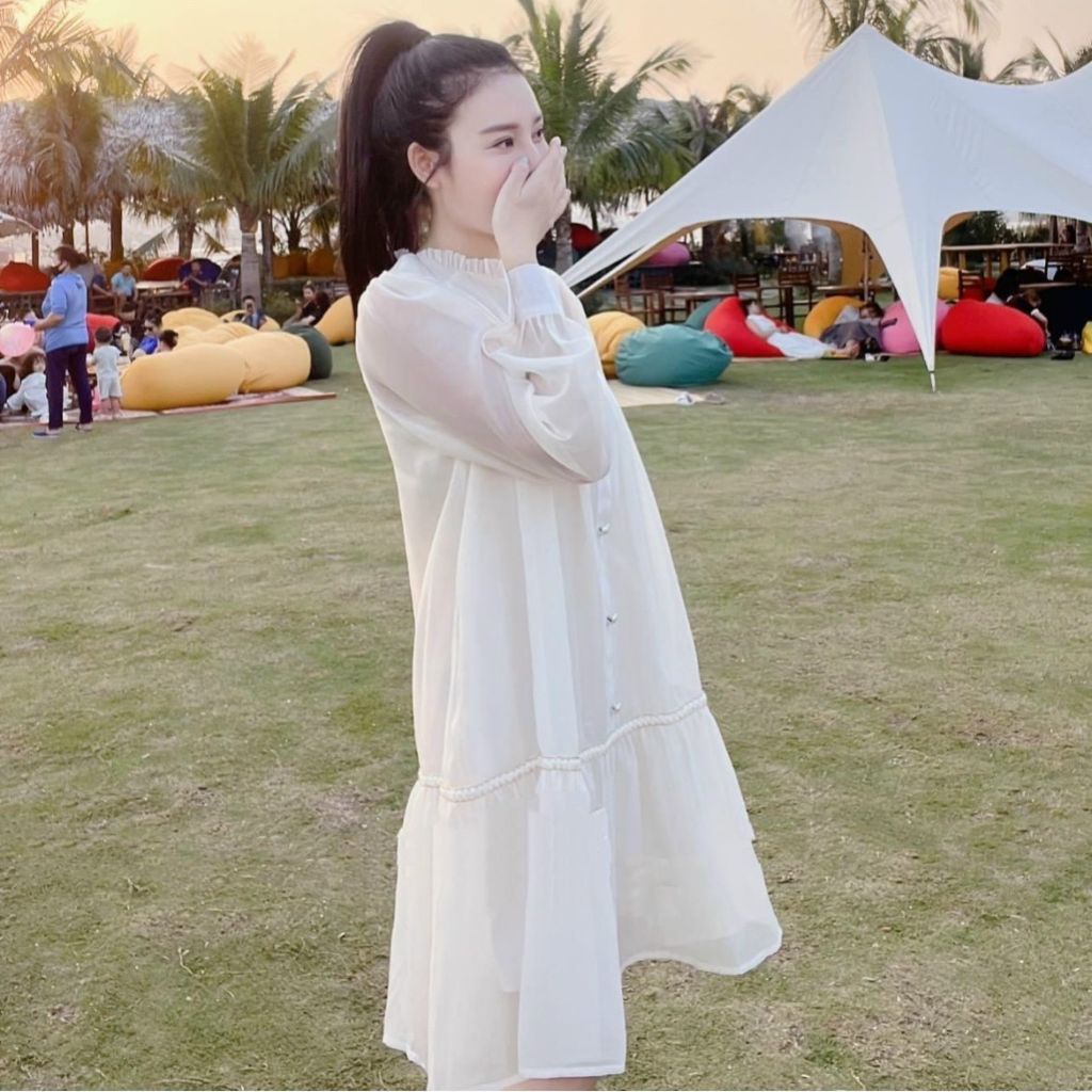 Váy bầu mùa hè đuôi cá cổ tàu - đầm bầu công sở - Đồ bầu thiết kế