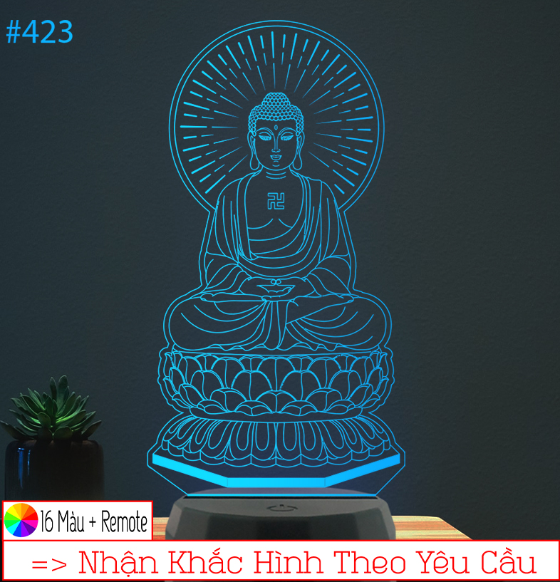 Đèn ngủ led 3D 16 màu PHẬT THÍCH CA L423, Đèn led khắc hình theo yêu cầu, đèn khắc hình cá nhân, đèn để bàn, đèn ngủ, đèn trang trí, quà tặng sinh nhật, quà tặng người thân bạn bè