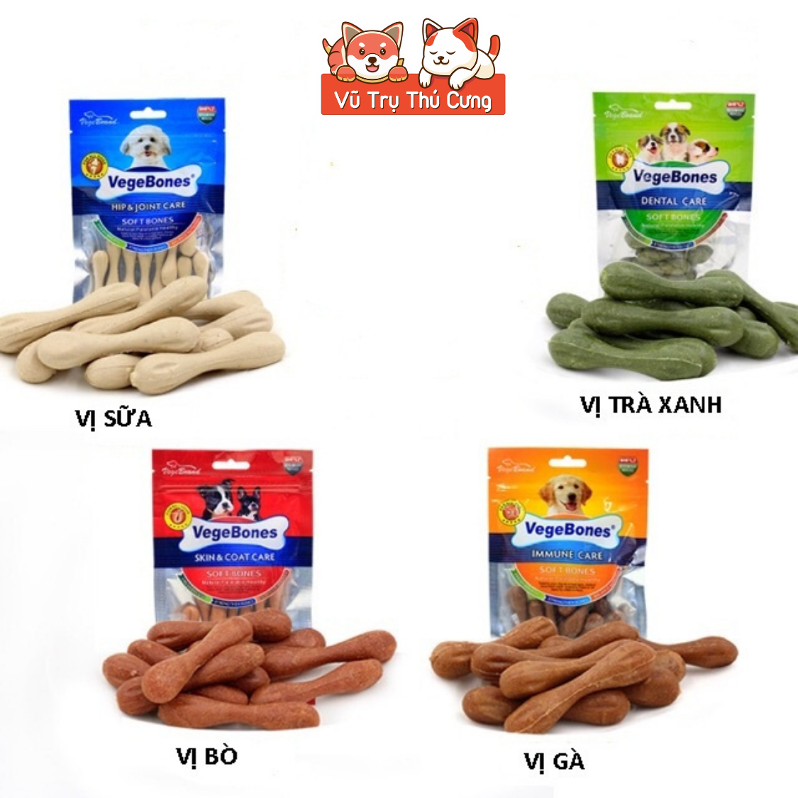 Xương thưởng mềm cho Chó gặm sạch răng, bổ sung dinh dưỡng VegeBones 60g