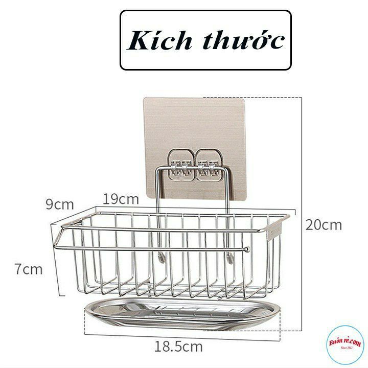 Kệ/giỏ inox đựng miếng rửa chén dán tường Siêu Chắc